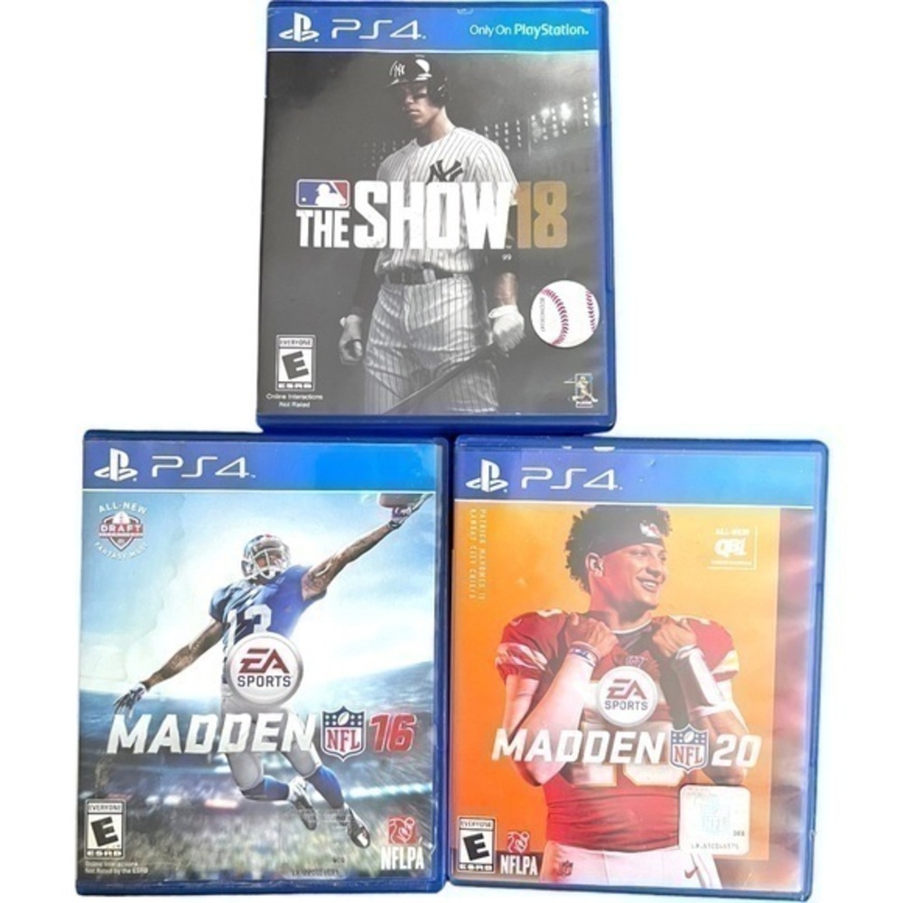 Lot of 3 sports games for PS4 - Madden 16, Madden 20, MLB The Show 18 - WORKING